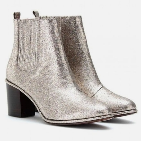 OPENING CEREMONY Brenda Silver Multicolored Glitter Heeled Ankle Boot Womens 8.5 - Picture 1 of 11